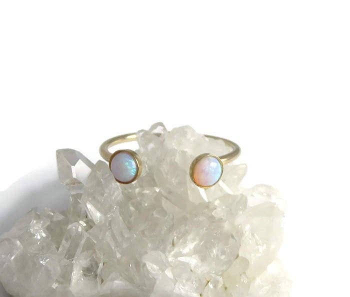 Kathleen Acero Inoxidable Retro Anillo De Ópalo Natural De Kathleen Acero Inoxidable Retro Anillo De Ópalo Natural De